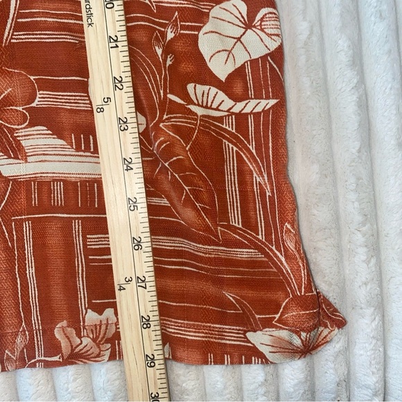 Tommy Bahama Shirt Mens Large Orange Floral Hawiian Silk Hibiscus Beach - Picture 5 of 9
